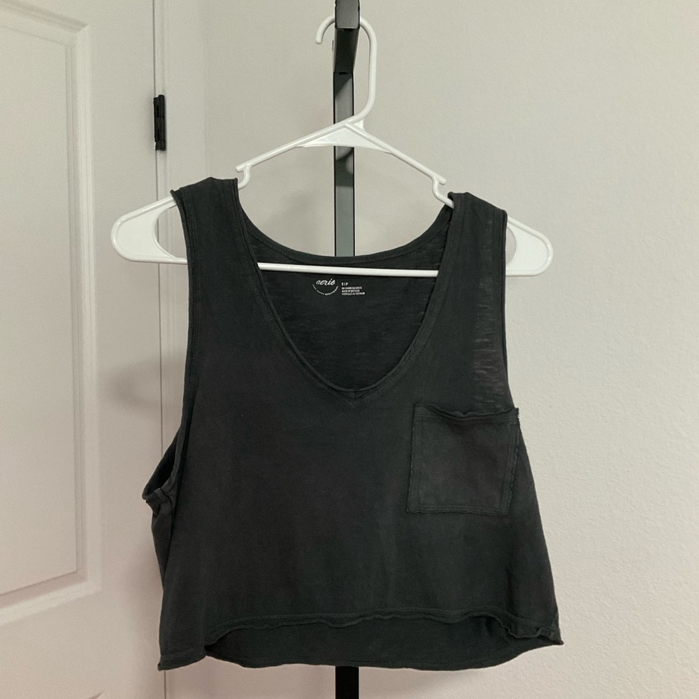 NWOT Aerie Crop Tank Top In Vintage Black